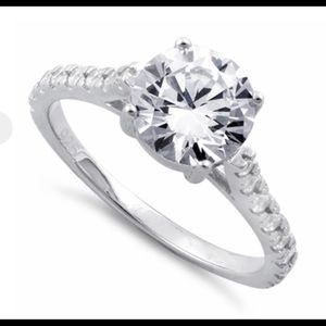 Sterling Silver CZ Engagement Ring